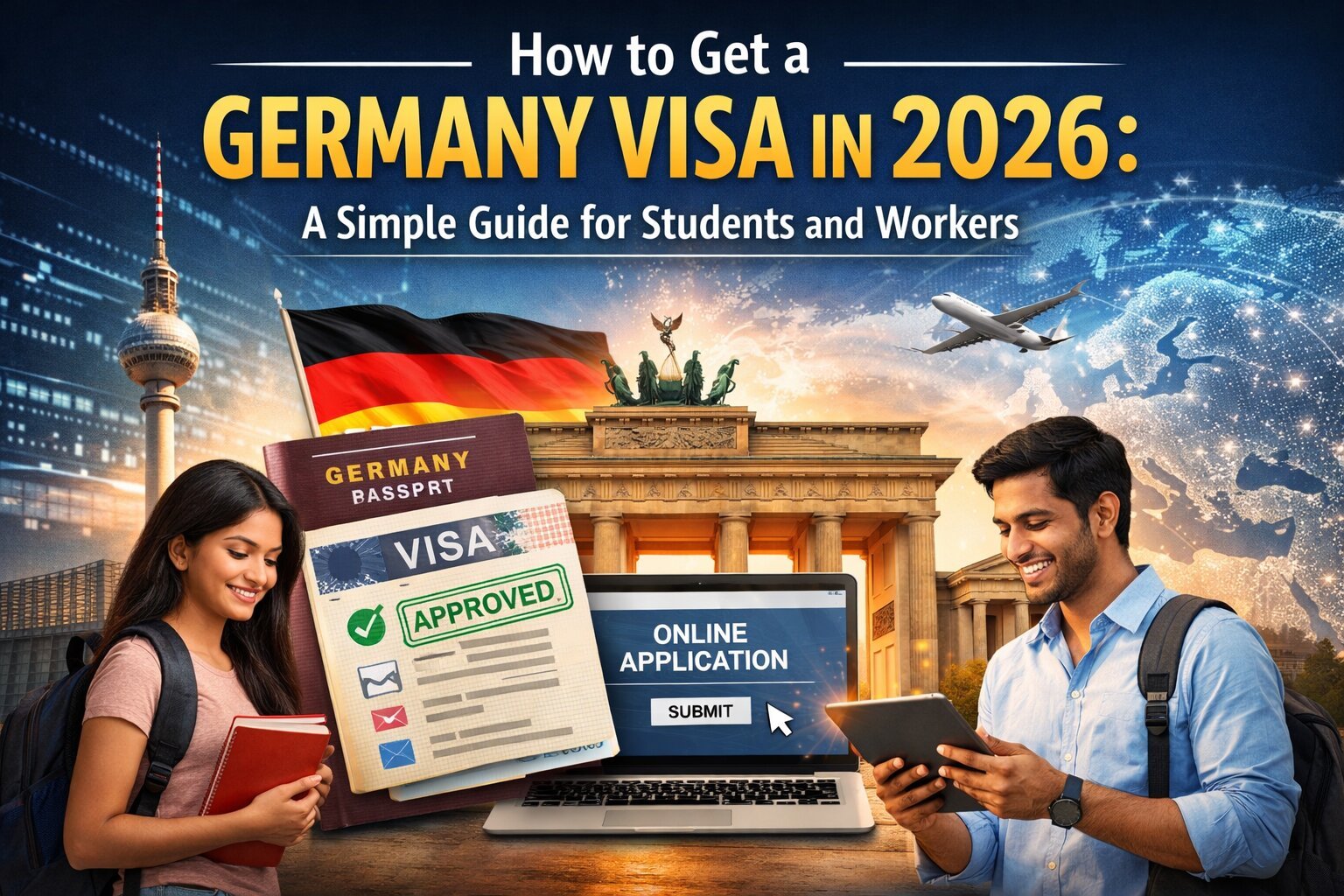 Germany visa 2026 online application process for students and workers with approved visa and digital system